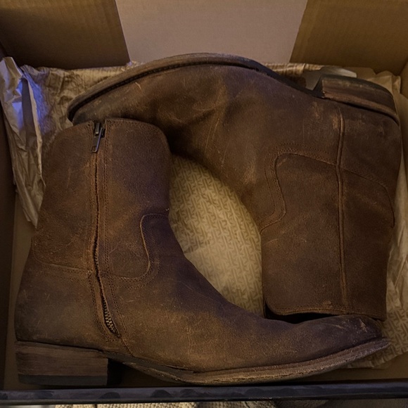 Frye Men's Dark Brown Suede Zip Ankle Boots